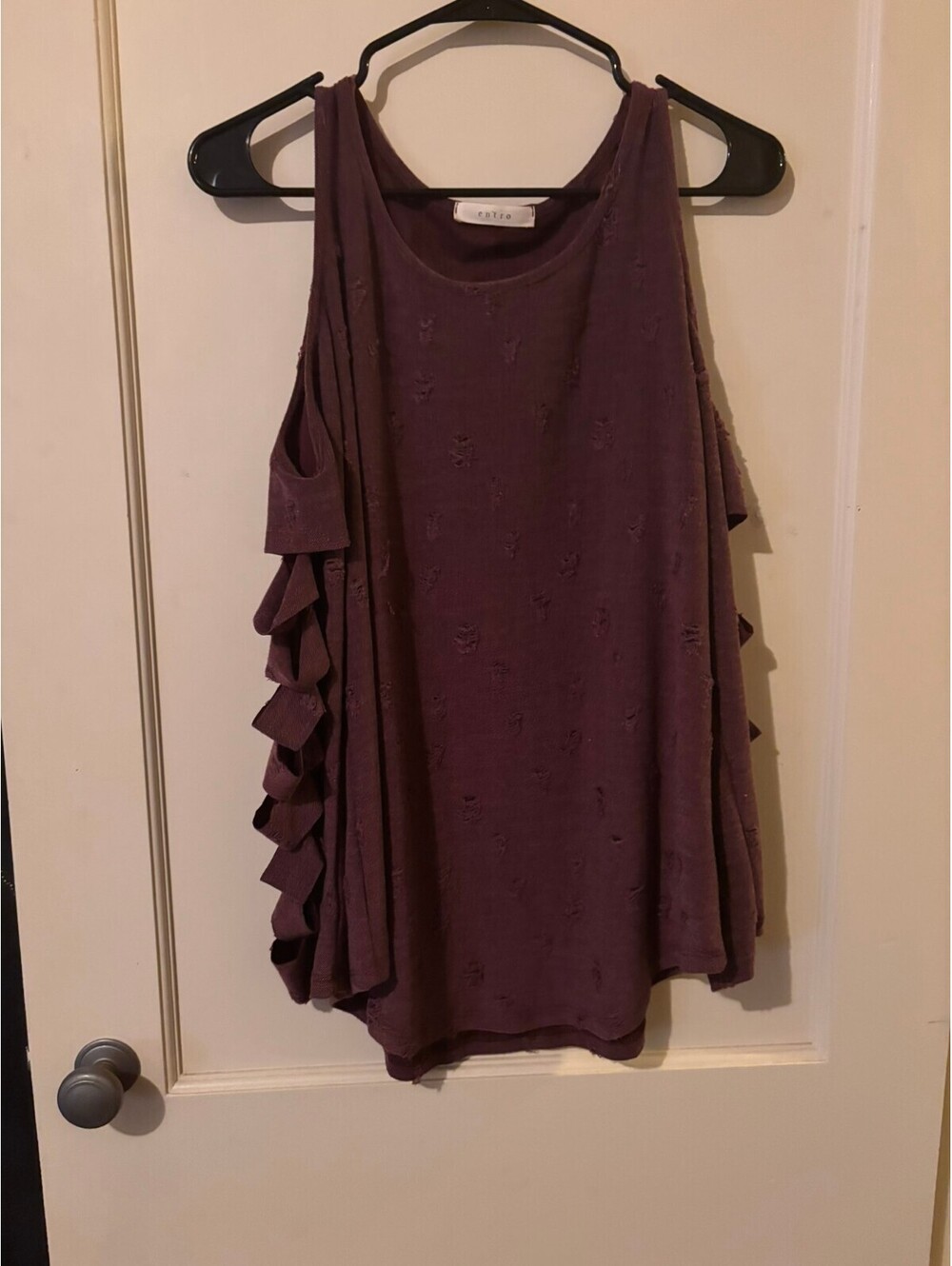 Entro Sleeveless Ruffle Detail Top in Purple